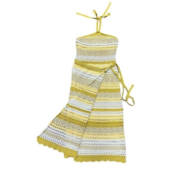 Jonathan Simkhai S Midi Dress Wrap Macrame Halter Crochet Designer Luxury Boho - Picture 5 of 12